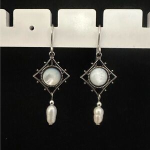 Elegant Silver and Pearl Drop Earrings